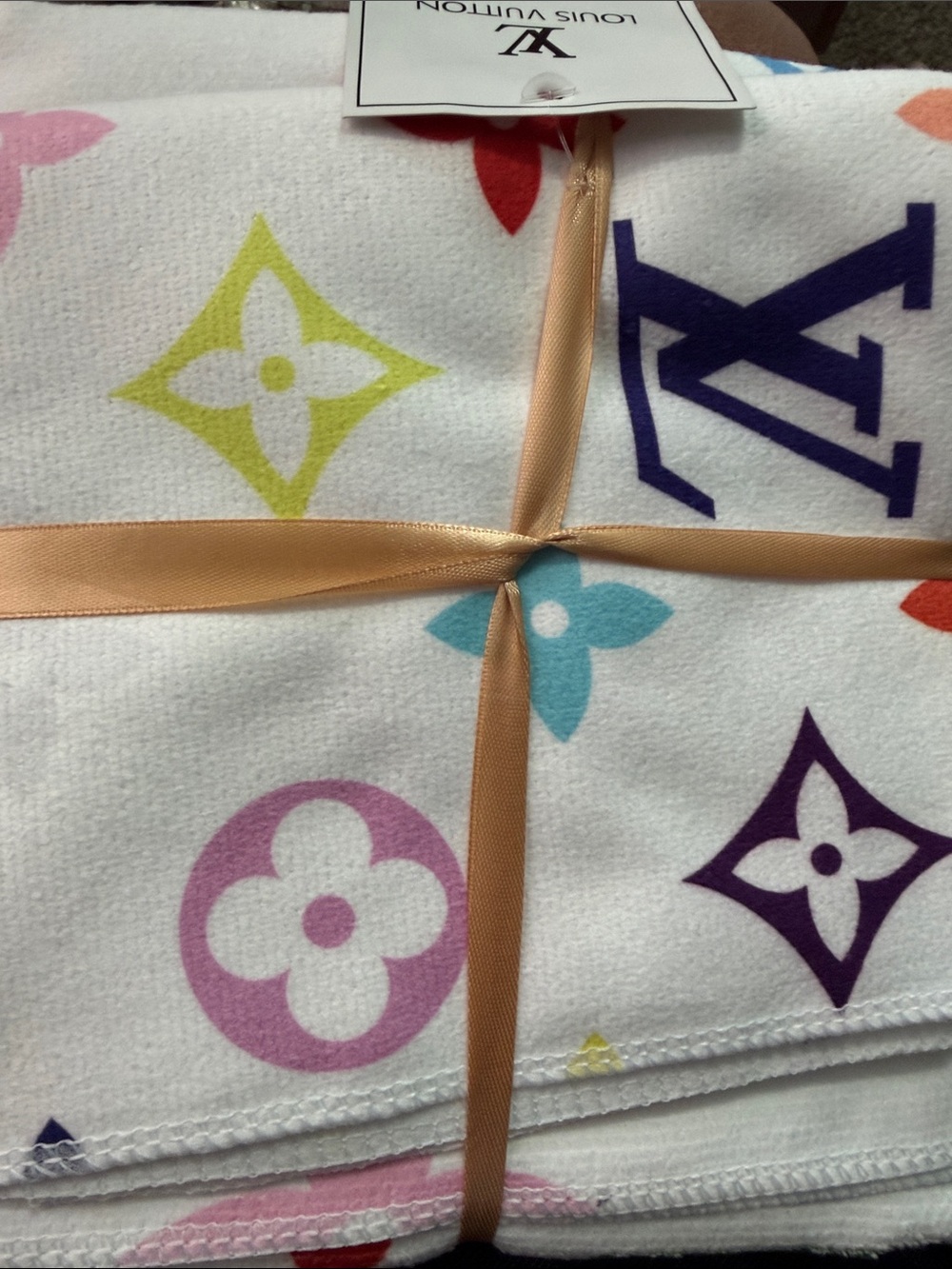 White Multicolor Logo Cotton Towel 2 pc set
